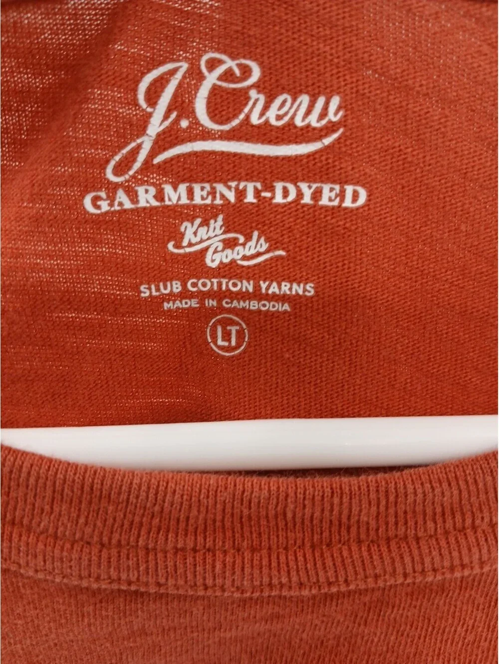 J.Crew Garment-Dyed Shirt Mens Large Tall Orange Slub Cotton Long Sleeve Pocket